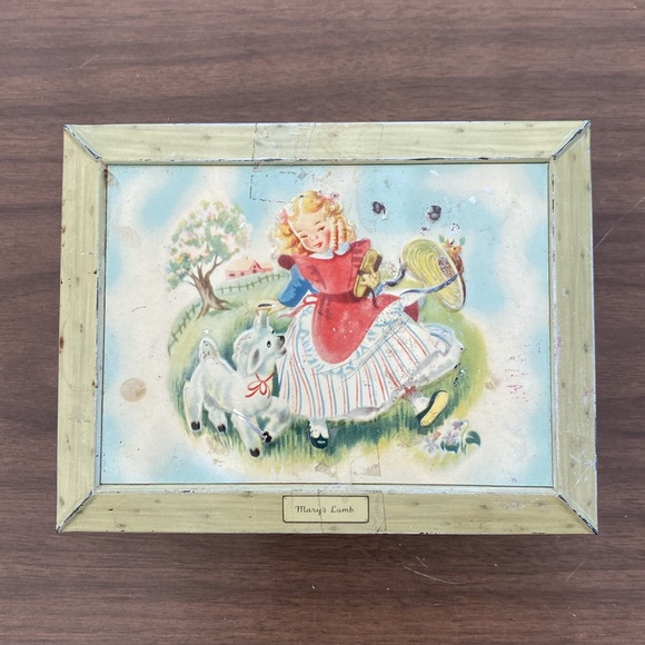 1946 Vintage Mary Had a Little Lamb Tin Box. Made in England. Nursery Rhymes - Picture 13 of 13